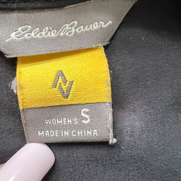 Eddie Bauer Black Belted Stretch Button Shirt Dress Size Small Roll-Tab Sleeves - Picture 4 of 12